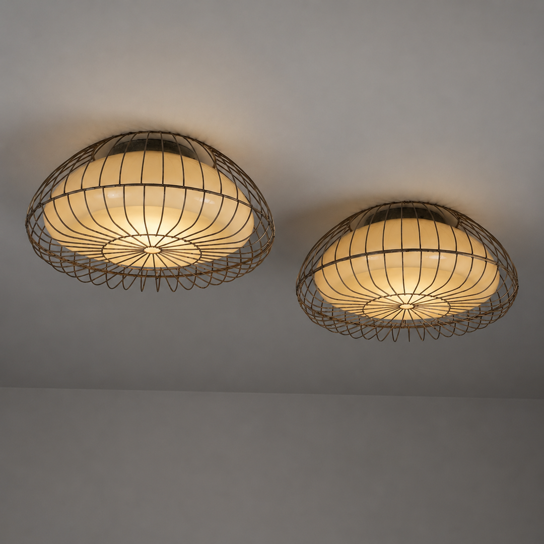 Pair of model 82400 flush mounts, Gunnel Nyman, Taito Oy, 1940s