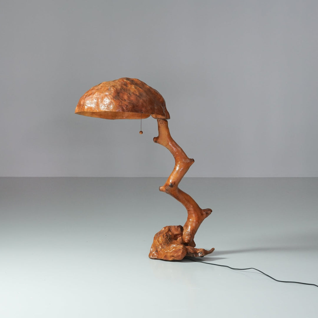 Burl floor lamp, Mid-20th century