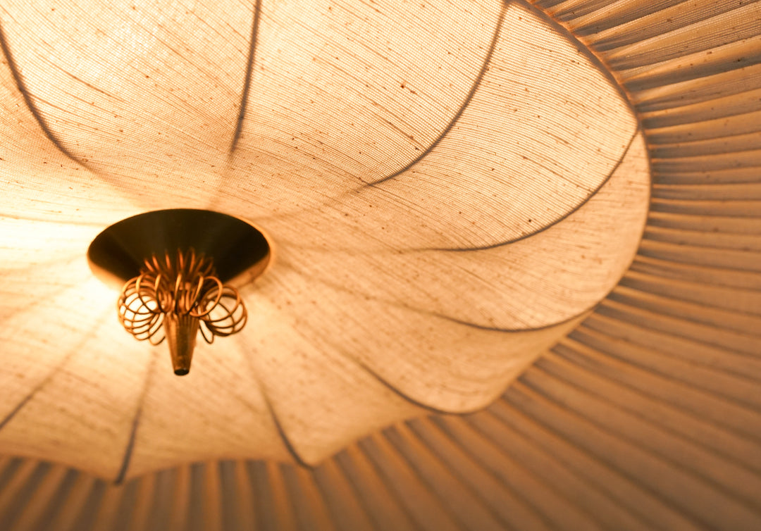 Rare silk flush mount, Itsu, 1950s